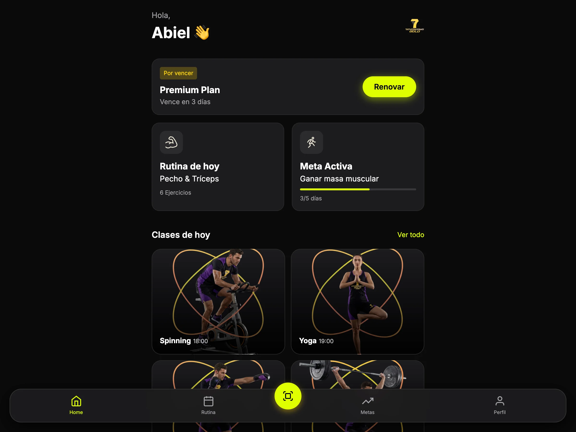 App para Gimnasio con Membresías y Rutinas | Seven Days